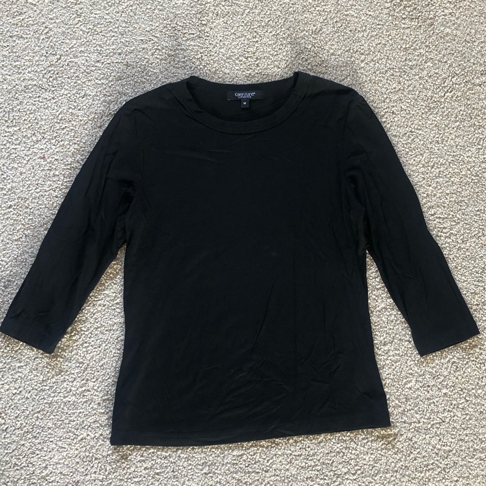Karen Kane Lifestyle Black 3/4 Sleeve Ribbed Sweater Sz M